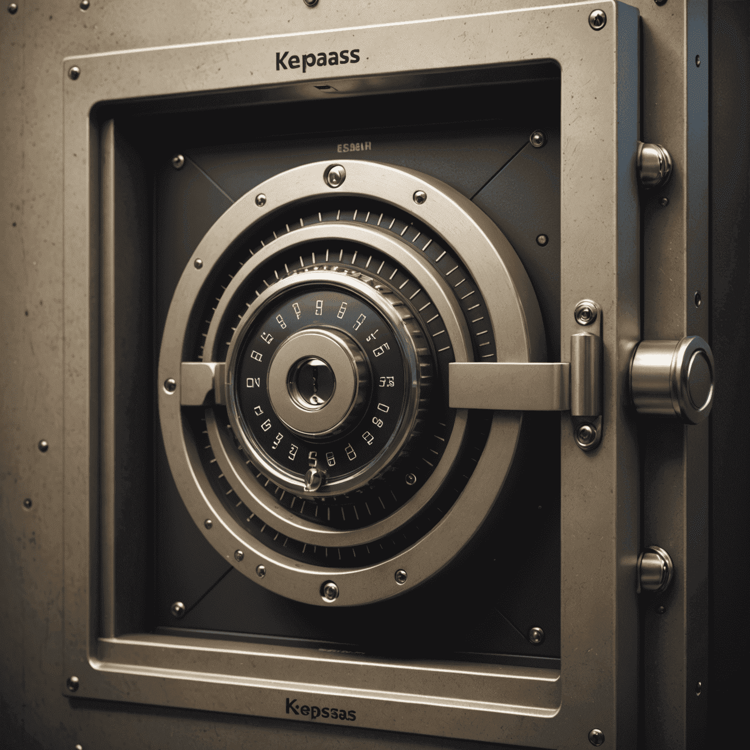 A secure vault with a digital lock, representing KeePass's encrypted password storage system